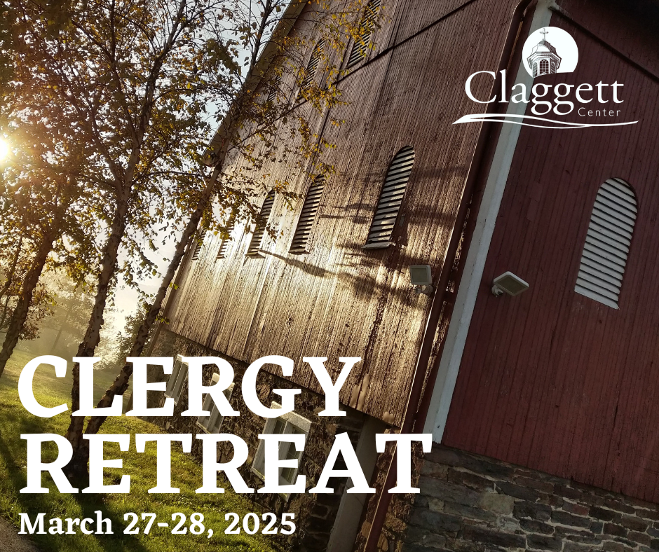 Clergy Retreat promotional graphic image with dates on it